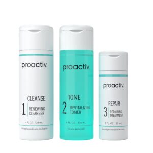 Proactiv 3 Step Acne Treatment – Benzoyl Peroxide Face Wash, Repairing Acne Spot Treatment for Face And Body, Exfoliating Toner – 60 Day Complete Acne Skin Care Kit