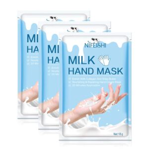 Hand Moisturizing Mask> (3Pack) Milk Moisturizing Gloves> Moisturizing Natural Therapy Gloves> for Dry Aging Cracked Hands Repair Rough Skin for Men Women