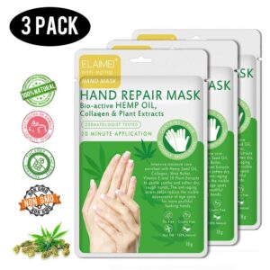 Hand Mask Gloves> Exfoliating Moisturizing Collagen Rough Dry Skin Repair. Spa Result MEN/WOMEN (3 PACKS)