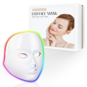 EVFOFO Led Face Mask Light Therapy, 7-1 Colors LED Facial Skin Care Mask, Red Light Therapy for Face, White