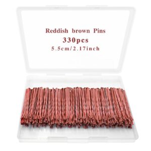 Reddish Brown Bobby Pins 330 Ct, YINGFENG 2.17Inch High Gloss Bobby Hair Pins for Styling, Comfortable, Lock In Style, Pain Free Hair Accessories for Women & Men, All Hair Types