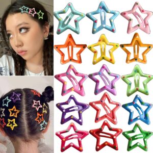 15 PCS Metal Hair Barrettes – Non-Slip 1.22″ Star Snap Hair Clips for Girls, Women, and Children – Multicolor Hair Accessories
