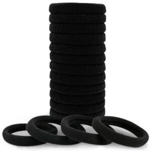 Kitsch Black Hair Ties No Damage – Strong, Stretchy Hair Bands | Soft Nylon Ponytail Holders, Snag-Free Rubber Bands, Perfect for Updos & Braids – Black, 12pcs