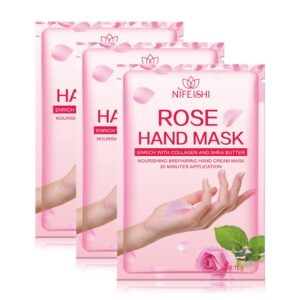 NIFEISHI Hand Moisturizing Mask> (5Pack) Rose Moisturizing Gloves> Moisturizing Natural Therapy Gloves> Moisturizing Hand Mask for Dry Hands> Repair Rough Skin for Men Women