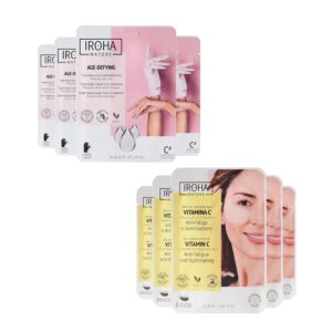 Anti-Aging Hand Mask (4 Pairs) + Illuminating Eye Mask> Anti-Fatigue (5 Pairs) – Anti-Aging Hand Mask with Hyaluronic Acid & Bakuchiol |Hydrating Eye Patches with Vitamin C> Cucumber> Hyaluronic Acid