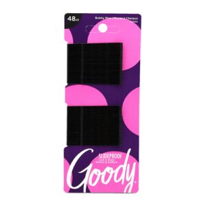 Goody Slideproof Women’s Bobby Pin – 48 Count, Crimpled Black – 2 Inch Pain-Free Pins to Style and Secure All Hair Types