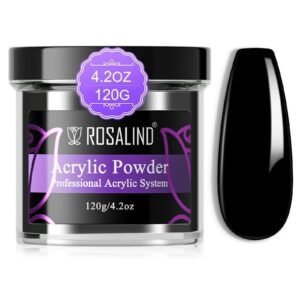 ROSALIND 120g Acrylic Powder Black Acrylic Nail Powder for Nail Acrylic Extension – Professional for Acrylic Nail Caving> Dry Naturally No Nail Lamp Needed