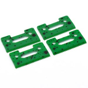 4 Pieces Professional 2-Hole Stagger Tooth Replacement Cutter Blade, Zirconia Ceramic Moving Blade Compatible with Wahl Professional 5 Star Series 8148 8504 1919 8591 Hair Clippers (Green)