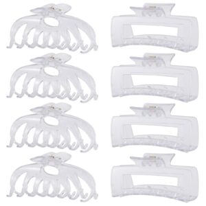 LuSeren Hair Clips for Women 4.3 Inch Large Hair Claw Clips for Women Thin Thick Curly Hair, Big Matte Banana Clips,Strong Hold jaw clips,Clear1