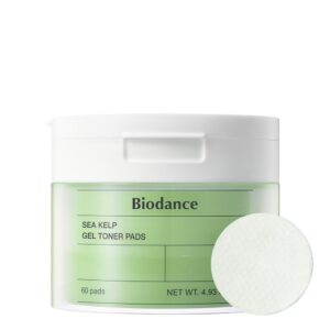 Biodance Sea Kelp Gel Toner Pads, Calming, Soothing, Sebum Control, Hydrating | 4.93 fl.oz.(140g), 60Pads