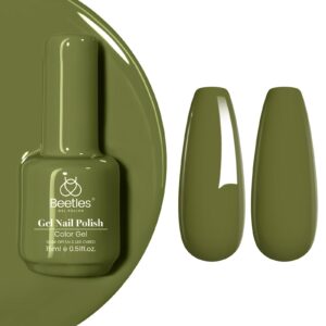 Beetles Gel Nail Polish Olive Green 15ml – Spring Earth Tone Moss Green Long-Lasting Soak Off Gel High Gloss Shine for DIY Nail Art