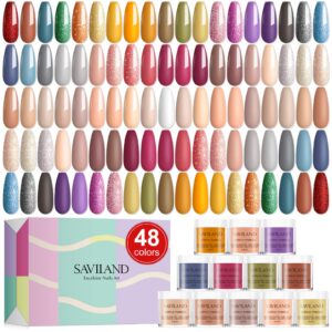 Saviland Acrylic Powder Set Starter – 48 Colors Acrylic Powder for Nails West Coast Set Professional Polymer Long Lasting for Nail Extension Home DIY & Nail Salon 2022 Gift for Ladies