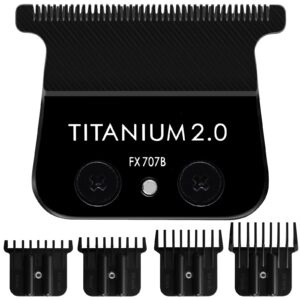 FX707B Replacement Blades for FX787 & FX726 Trimmers, DLC Replacement Blades Compatible with Trimmer Blades, Additional 4 Trimmer Guards, Black