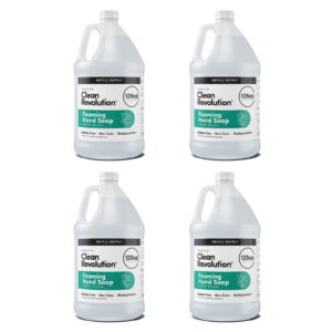 Clean Revolution Foaming Hand Soap Refill Supply Container, Ready to Use Formula, Gluten Free,Forest Escape Fragrance, 128 Fl. Oz, 4 Pack