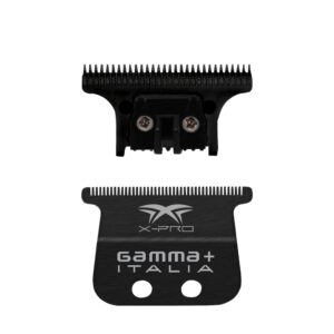 GAMMA+ Replacement X-Pro Fixed Black Diamond Carbon DLC Wide Hair Trimmer Blade with DLC The One Cutter Set