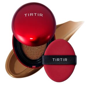 [*Mini Size*] TIRTIR Mask Fit Red Cushion Foundation | Long-Lasting, Lightweight, Buildable Coverage, Semi-Matte Finish, Korean Cushion Foundation (#45W Chestnut, 0.15 Oz)