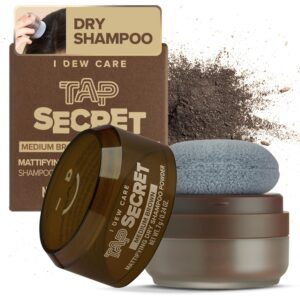 I DEW CARE Biotin Clarifying Dry Shampoo – Tap Secret Medium Brown | Strengthening & Volumizing, Powder Type, Refillable, Travel size, Non-aerosol, Brunette, Mother’s Day, 0.24 Oz