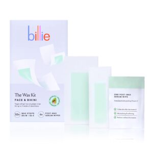 Billie Wax Kit – Face & Bikini – 32 wax strips – 6 post-wax serum wipes