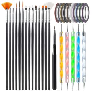 Artdone Nail Art Brushes set,Nail Art Tool Set,Nail Dotting Tools,Nail Dust Brush,Striping Nail Art Brushes for Long Lines,Nail Drawing Pen For Nail Design.…
