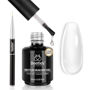 Beetles Builder Gel for Nails: 15ml Low Heat Clear 7 in 1 Builder Strengthener with Detachable Liner Nail Brush for Structure Gel and Manicure Design