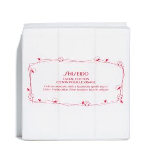 Shiseido Facial Cotton Pads – Includes 165 Squares – For Softener Application & Makeup Removal – 100% Natural, Super Soft