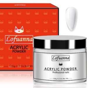 lofuanna 4.23oz/120g Acrylic Nail Powder Professional Nail Art Powder 3D nail art decoration for Acrylic Nails Extension No Need Nail UV Lamp (clear)