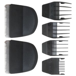 Xspeedonline 2x Replacement Snap On Clipper/Trimmer Blade 2068-300 Fit for W-a-h-l Peanuts Clipper, with 4x Attachment Comb Cutting Guides Fit for Peanut Hair Clipper (1/8″, 1/4″, 3/8″, 1/2″) – Black