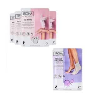 Anti-Aging Hand Mask (4 Pairs) + Exfoliating Foot Peel Mask with Lavender> Glycolic & Lactic Acid (1 Pair) – Anti-Aging Hand Mask with Hyaluronic Acid & Bakuchiol | Removes Dead Skin & Softens Feet