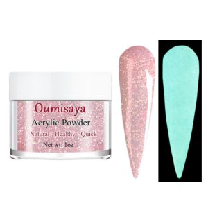 Glow in the dark Glitter Acrylic Nail Powder Pink Colors 1OZ (AP064)