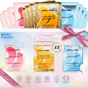 grace & stella Under Eye Patches (12 pairs) – Birthday Gifts for Women – Travel Essentials – Eye Masks for Puffy Eyes and Dark Circles – Anniversary Gifts for Her, Bachelorette Party Favors – Vegan