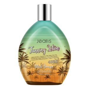 Jeallis Extreme Dark Tanning Lotion Accelerator for Indoor Tanning Beds & Outdoor Sun Tan with Bronzer to Get Dark Fast Tan, Bronzing Tanning Lotion with Tattoo Protecting Formula, DHA Free, 13.5oz