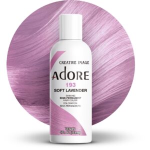 Adore Semi Permanent Hair Color – Vegan and Cruelty-Free Purple Hair Dye – 4 Fl Oz – 193 Soft Lavender (Pack of 1)