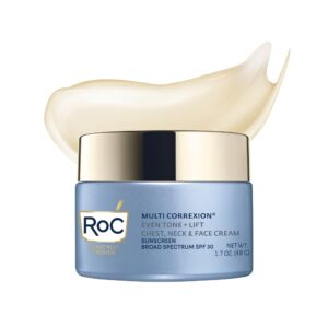 RoC Multi Correxion 5 in 1 Chest, Neck, and Face Moisturizer Cream with SPF 30, for Neck Firming and Wrinkles, Vitamin E & Shea Butter, Oil Free Skin Care, 1.7 Ounces (Packaging May Vary)