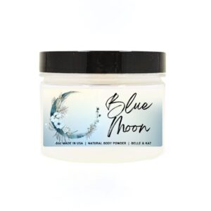 Blue Moon (Moonlight Type) Scented Body Powder for Men & Women, Perfume Dusting Powder, Bath Powder with Fragrance & Essential Oils, Talc Free 8oz Container, Made in USA
