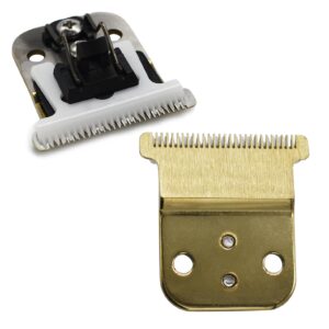 Professional Replacement Blades #32105 for Pro Li Trimmer D7#32655 D8#32400, Carbon Steel Fixed Blade with Ceramic Moving Blade, Compatible with Andis SlimLine Pro Li Hair Trimmer (Gold)