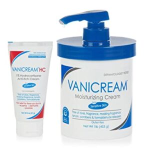 Vanicream 1% Hydrocortisone Anti-Itch Cream, 2 Oz & Moisturizing Cream with Pump, 16 Oz