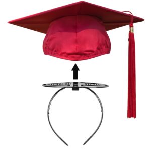 EMOOULI 1 Pcs Black Graduation Cap HeadBand, Secure Grad And Hairstyle With 4 hair clips, Not Change Hair, Grad Cap Hairband for Graduates, Students, Women(Not Including the Grad Hat)