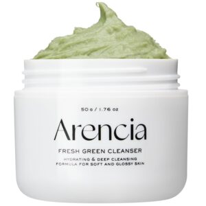 ARENCIA Korean Rice Mochi Face Cleanser & Daily Scrub – Moisturizing, Brightening & Deep-Cleansing – All Skin Types, Vegan, Organic – with Rice Powder, Rice Water & Green Tea (1.76oz)