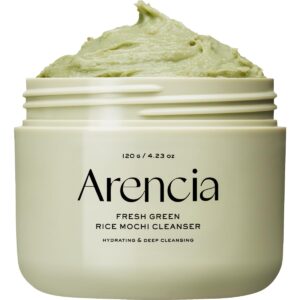 Arencia Korean Rice Mochi Face Cleanser – Face Mask, Foaming Cleanser, Gentle Scrub All in One – Deep Cleansing, Moisturizing, Pore Minimizing, Removing Blackhead- with Rice Water & Green Tea, Mugwort