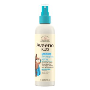 Aveeno Kids Hydrating Detangling Spray with Oat Extract, Quickly & Gently Detangles Kids’ Hair, Tear-Free & Suitable for Skin & Scalp, Light Fragrance, Hypoallergenic, 10 fl. oz