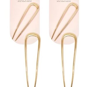 Kitsch Metal French Hair Pin for Women – Elegant Hair Accessories for Women, Ideal for Buns & French Twist, Designed for a Secure, Comfortable Fit – 2 Pcs Gold