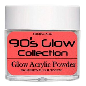 SHEBA NAILS Glow In The Dark Acrylic Powder 90s Flash Back – 1OZ. – Teen Heart Throb