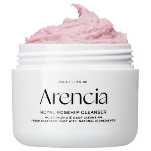 Arencia Rosehip Brightening Rice Mochi Face Cleanser & Daily Scrub – Moisturizing, Exfoliating & Deep-Cleansing – All Skin Types with Rice Powder & Rice Water (1.76oz)