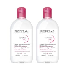 Bioderma Sensibio H2O Micellar Water, Duo Pack Makeup Remover, Gentle for Skin, Fragrance-Free & Alcohol-Free, No Rinse Skincare with Micellar Technology for Normal To Sensitive Skin Types