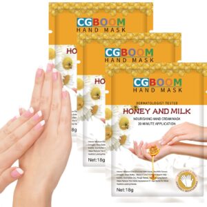 AWIWTOBQ Hand Mask Moisturizing Glove 3 pack> Hand Peel Mask Exfoliating Gloves> Hand Repair Glove for Dry Hands Treatment> Remove Dead Skin> Rough Skin> Honey Milk