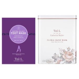 Floral Hand Mask 8Pairs +Foot Mask 5Pairs | Deep Hydration for Dry Feet & Body | Moisturizing Spa Treatment for Smooth> Nourished Skin