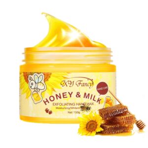 XY Fancy Hands Care Paraffin Milk & Honey Moisturizing Peel Off Hand Wax Mask Hydrating Exfoliating Nourish Skin 5.3oz/150ml