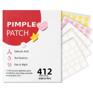 sundpik Pimple Patches for Face 412pcs,Hydrocolloid Acne Patches Star,Zit Patches,Pimple Popper Tool Kit,Facial Skin Care Products Containing Salicylic Acid,Tea Tree Oil and Calendula Oil