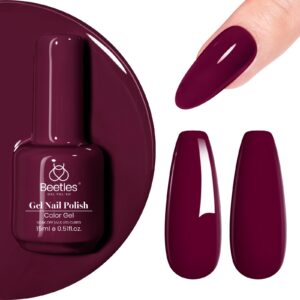 beetles Gel Nail Polish 15 ml Dark Red Gel Polish Cherry Wine Color Soak Off LED UV Lamp Gel Polish DIY Decoration Manicure Art Design Salon Mellow Plum Gel Polish for Women