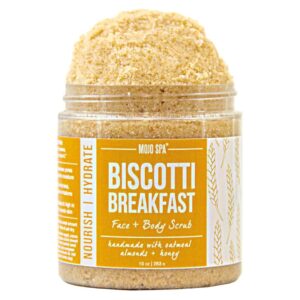Mojo Spa Biscotti Breakfast Face and Body Scrub | Biscotti, Honey Scent | Moisturizing Sugar Based Exfoliator | 10 oz